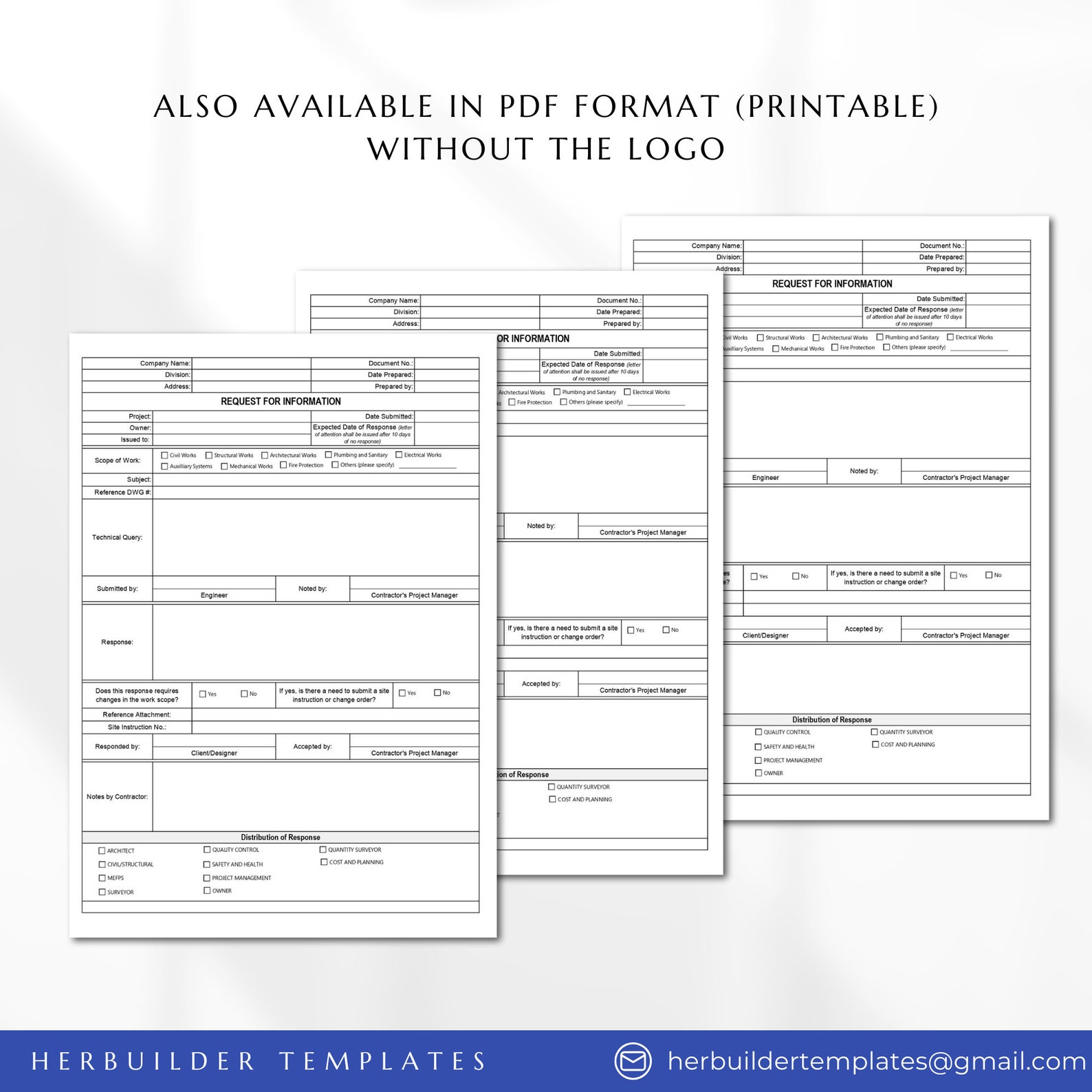 Request for Information Form, RFI , Construction Technical Query Form ...