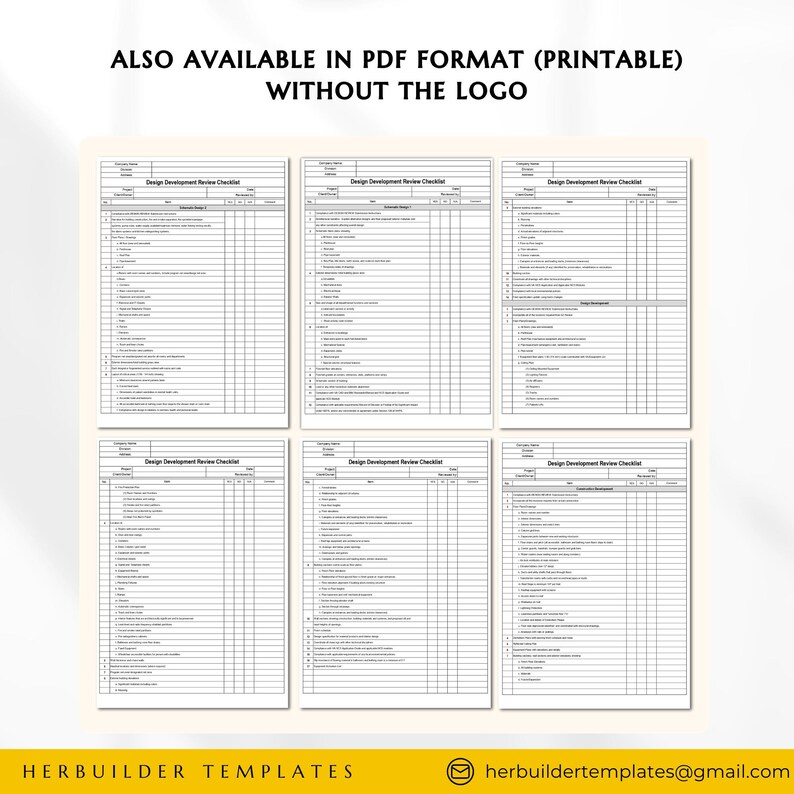 Design Development Review Checklist, Drawing Checklist, Design Progress ...
