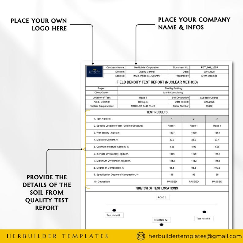 Field Density Test Form, Nuclear Density Gauge Test, Soil Compaction ...
