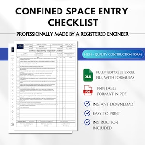 Può includere: Un modulo di controllo di accesso a spazi confinati stampabile per progetti di costruzione. Il modulo include sezioni per il nome dell'azienda, il nome del progetto, la data, l'attività del sito e un elenco di domande di sicurezza a cui rispondere. Il modulo è realizzato professionalmente da un ingegnere registrato e include un logo di modulo di costruzione di alta qualità.