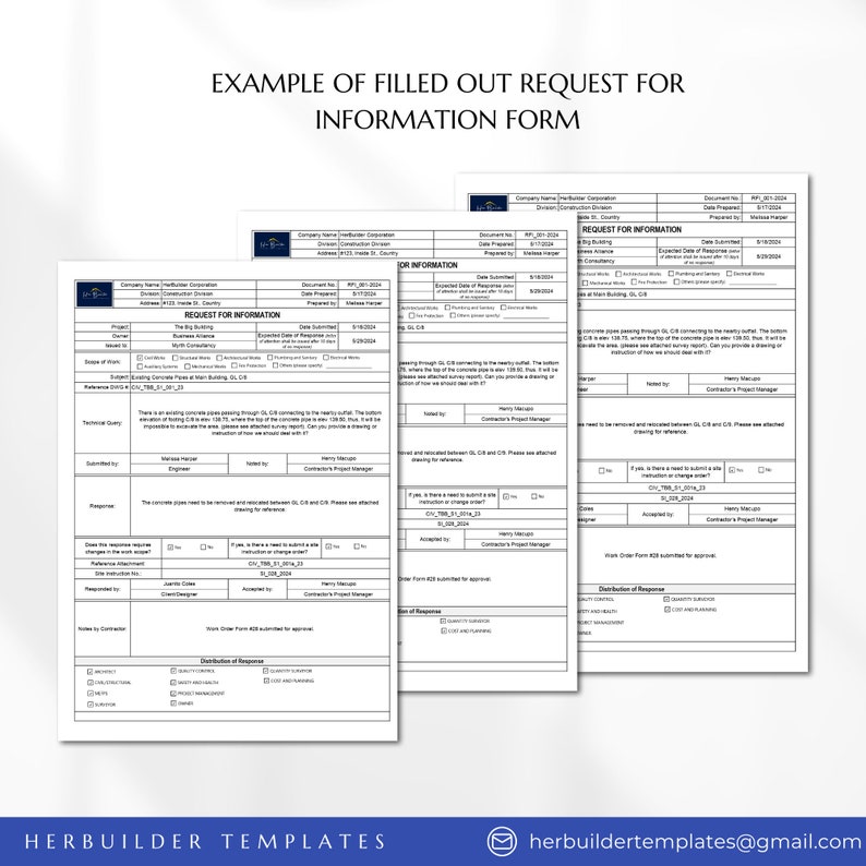 Technical Query Request Form Request for Information Form, RFI , Construction Technical Query Form ...