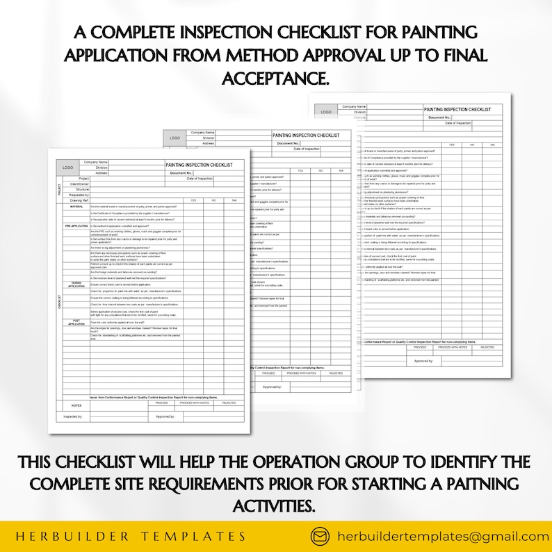 Painting Inspection Checklist Form, Architectural Painting Report ...