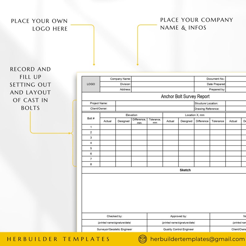 Anchor Bolt Setting Survey Report Form, Cast - in and Anchor Bolt ...