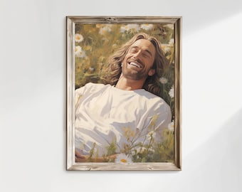 Jesus Christus lachender Jesus Kunst digitaler Download Jesus Malerei Jesus lächelnd digitale Kunst Jesus HLT Kunst christliche Kunst religiöses Geschenk