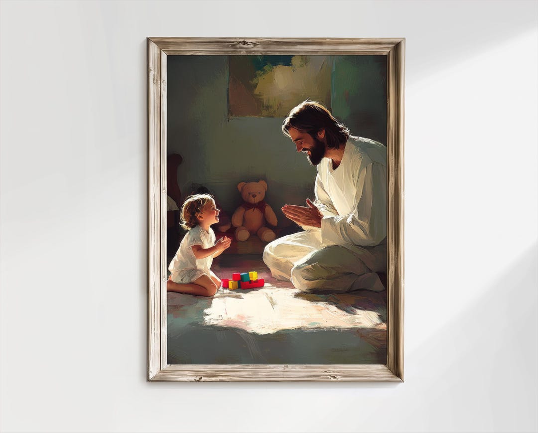 Teach Me How to Pray Jesus Painting Christ With Boy Painting Digital ...