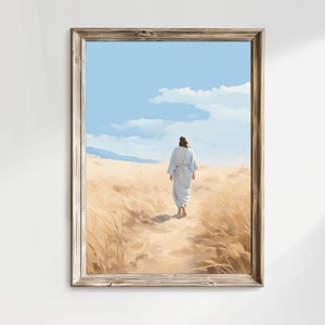 Jesus walking through wheat fields Harvest Time Jesus Christ Artwork Painting Water Color Christian LDS Art Journey with Jesus