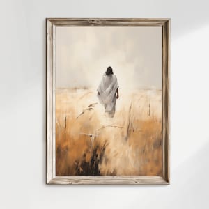 Jesus walking through wheat fields Harvest Time Jesus Christ Artwork Painting Water Color Christian LDS Art Journey with Jesus V2