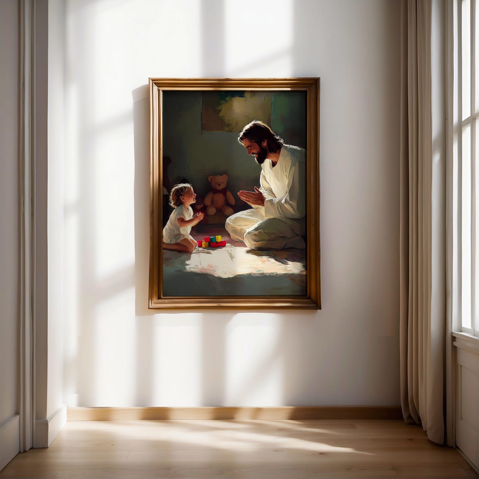 Teach Me How to Pray Jesus Painting Christ With Boy Painting Digital ...