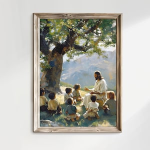 Jesus Christ Teaching Children Jesus Painting Christ with Children Painting Digital Download Jesus with Children Picture LDS Art Christian