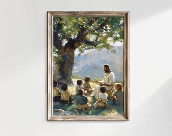 Jesus Christ Teaching Children Jesus Painting Christ with Children Painting Digital Download Jesus with Children Picture LDS Art Christian