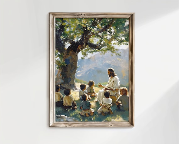 Jesus Christ Teaching Children Jesus Painting Christ with Children Painting Digital Download Jesus with Children Picture LDS Art Christian