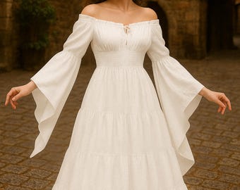 off the shoulder peasant maxi dress Medieval off Shoulder Peasant Dress – Cottagecore Maxi Dress, Renaissance  Costume, LARP Outfit, Boho Tiered Dress