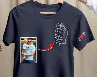 Camiseta personalizada com foto do pai, camiseta personalizada para o dia dos pais, camiseta bordada com foto da filha, camiseta personalizada com retrato do pai, presente para marido