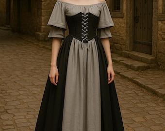 Medieval Princess Corset Dress, Renaissance Aesthetic Off Shoulder Gown, Fantasy Cosplay Dress, Vintage Fairytale Ren Faire Corset for Women
