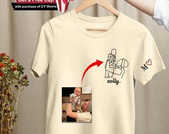 Camiseta com foto bordada para o pai, camiseta personalizada para o dia dos pais, camiseta com foto personalizada da filha, camiseta personalizada com retrato do pai, presente para o marido