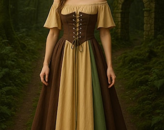Medieval Princess Corset Dress, Vintage Renaissance Fantasy Dress, Aesthetic Off Shoulder Cosplay Costume, Womens Corset Dress for Ren Faire