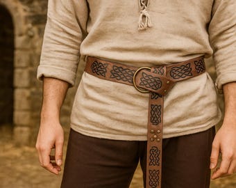 Medieval Viking Pirate Larp Belt, Renaissance Rivet Cosplay  display picture 2