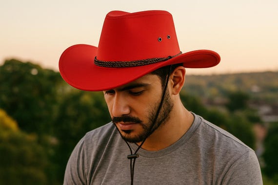 Cowboy Hat with Chin Strap, Wide Brim Felt Western Hat for Adults KisSealed 4 Pcs Classic Brown Cowboy Hat,Retro Western Hat  main image 2