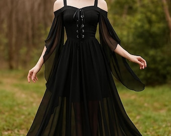 Medieval Renaissance Dress, Gothic Vampire Costume, Fantasy Witch Dress, Renaissance Faire Gown, LARP Cosplay Outfit, Halloween Womens Dress