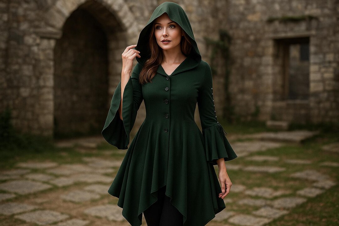 Medieval Reeve Costume Gothic Medieval Hooded Dress, Renaissance Faire Witch Costume, LARP ...