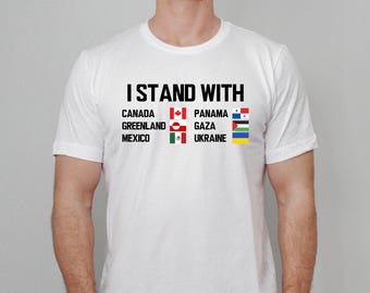 Camiseta "Apoyo a Canadá, Groenlandia, México, Panamá, Gaza, Ucrania", camiseta anti-Trump, camiseta pro-democracia liberal, camiseta "Apoyo a Canadá"
