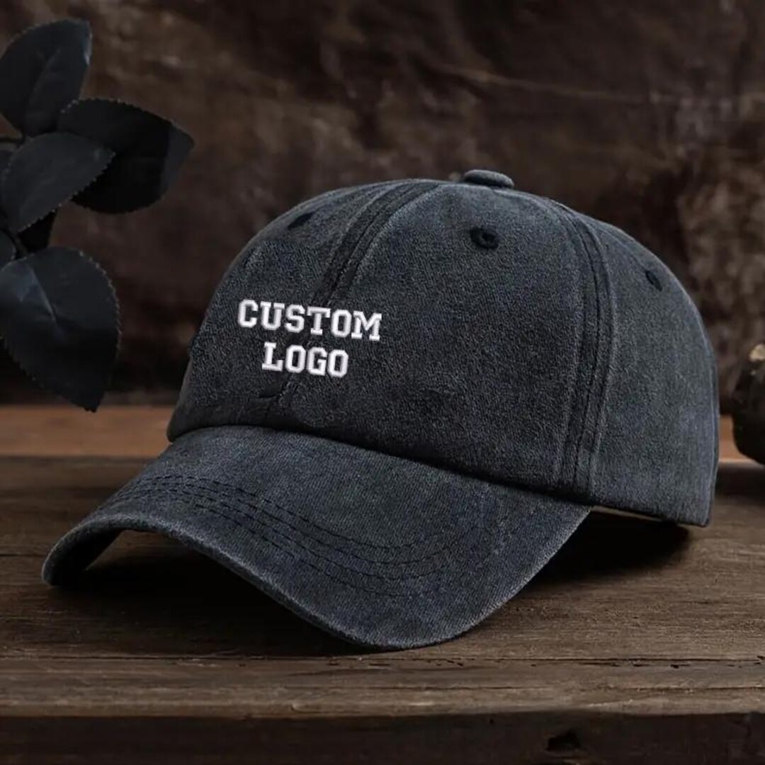 Custom Logo Embroidered Vintage Hat, Personalized Monogrammed Baseball ...