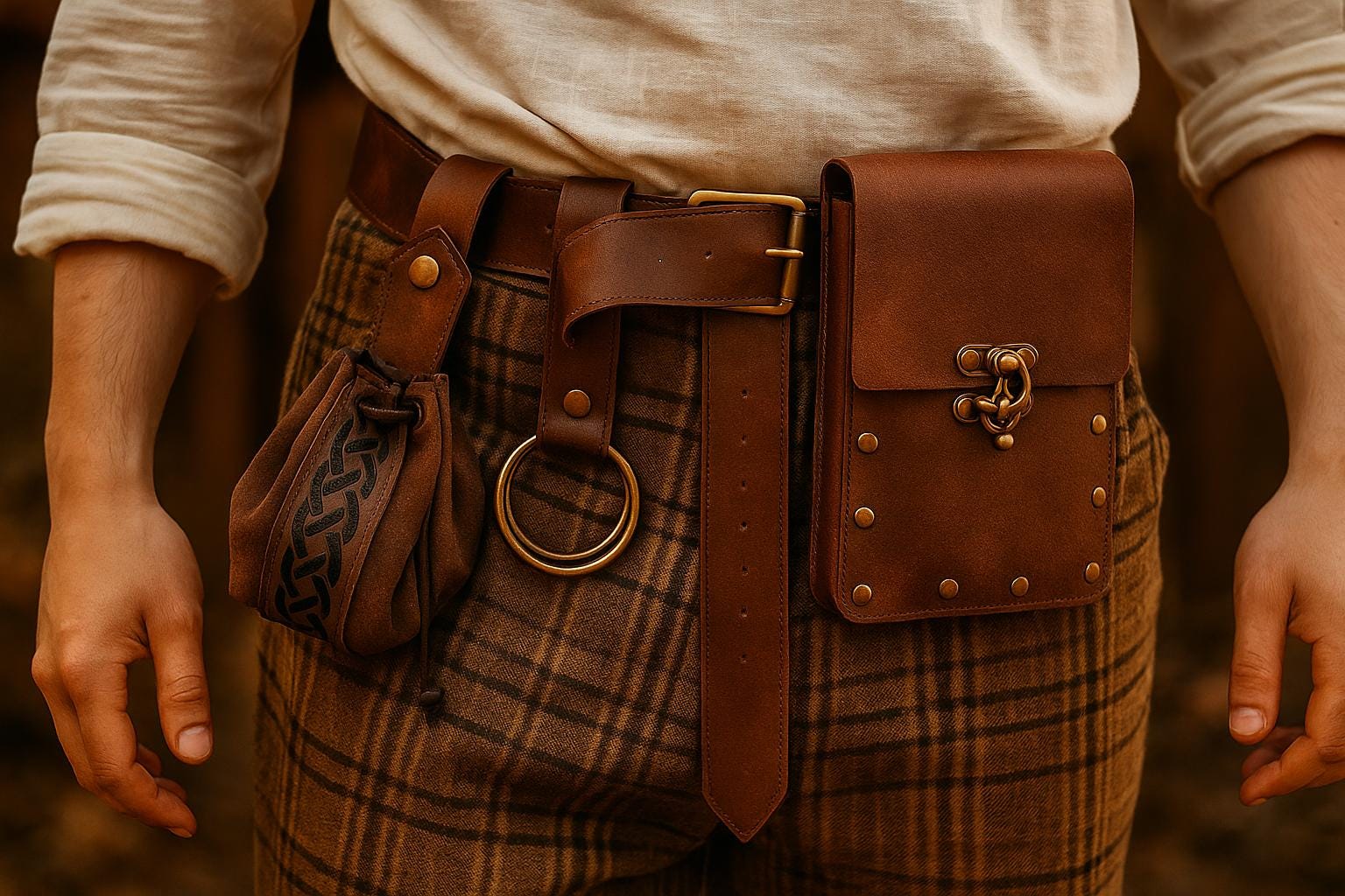 Medieval Leather Belt, Leather Pouch and Coin Bag, Renaissance Fair Belt Bag Set, Steampunk Halloween Costume, Handmade Leather Pouch Kit