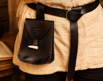 Ren Faire Viking Larp Belt, Gothic Medieval Belt Bag, Renaissance Travel Belt Pouch, Fantasy Leather Waist Purse, Steampunk Cosplay Belt Bag