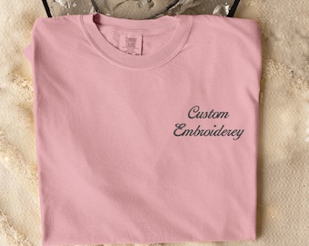 Custom Embroidery Comfort Colors T shirt, Personalized Tshirt, Embroidered Logo, Company Logo Tees, Matching Comft Shirts, Father's Day Gift
