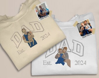 Custom Dad Photo Sweatshirt, Embroidered Dad Photo tShirt, Custom Dad Hoodie From Daughter, Fathers Day Shirt, New Dad Photo Sweatshirt