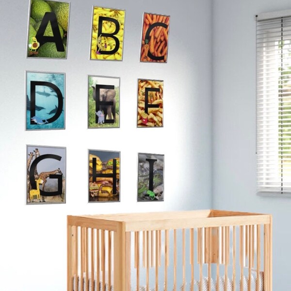 Bilingual Word Alphabet for baby, toddler, nursery or playroom