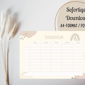 Timetable to print | Timetable download | Timetable DIN A4 | Timetable PDF | Timetable digital | Timetable school