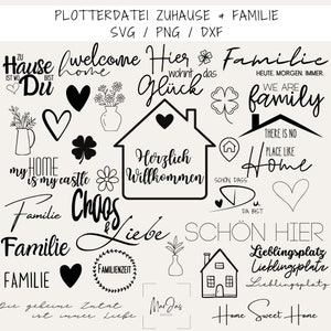 Home & Family Plotter File | SVG | PNG | DXF | Instant Download | Family Sayings | Plotter File Bundle | Welcome Plotter File