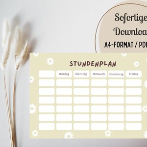 Timetable to print | Timetable download | Timetable DIN A4 | Timetable PDF | Timetable digital | Timetable school