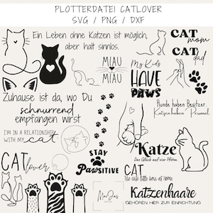 Arquivo plotador Catlover | SVG | PNG | DXF | Download instantâneo | Provérbios sobre gatos | Pacote de arquivos de plotadora | Arquivo plotter de gatos