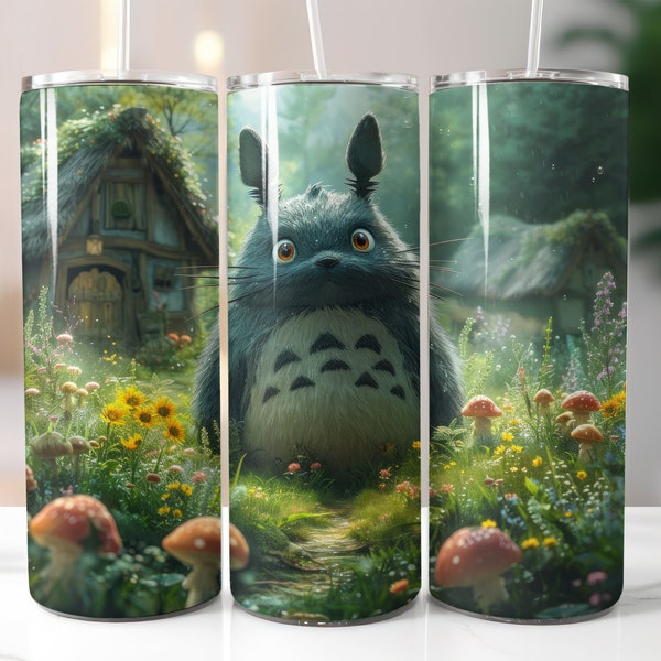 Totoro Tumbler Wrap, 20oz Skinny Tumbler Totoro Wrap PNG, Tumbler Sublimation Design