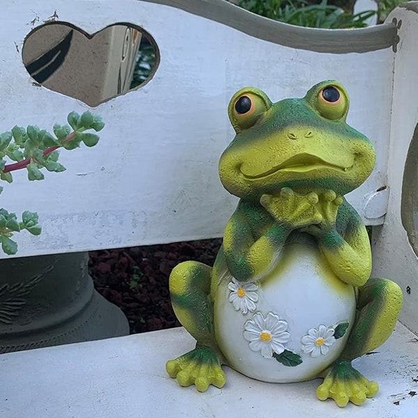 Cute Frog Decor Outdoor Statue Fairy Garden Decor Figurine Frogs Decorations Frog Figurines Complement Your Garden and Lawn