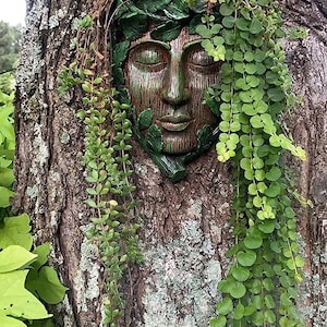 Face on The Tree Tree Decor Outdoor for Garden Decor Resin Tree Face Sculpture Flower Planter Pot Waterproof