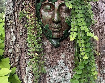 Face on The Tree Tree Decor Outdoor for Garden Decor Resin Tree Face Sculpture Flower Planter Pot Waterproof