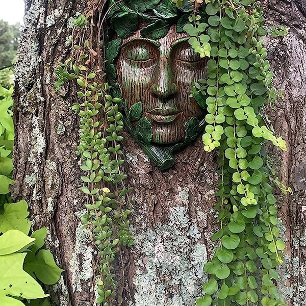 Face on The Tree Tree Decor Outdoor for Garden Decor Resin Tree Face Sculpture Flower Planter Pot Waterproof