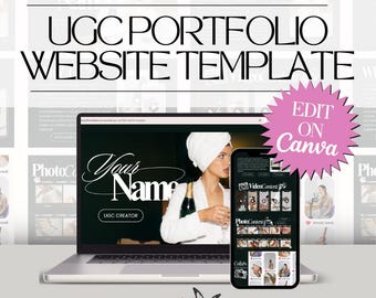 UGC Portfolio Website Template Canva | Editable UGC Creator Portfolio | Digital Media Kit for Influencers & Content Creators
