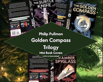 The Golden Compass Trilogy Mini Book Covers Philip Pullman, 1:12 Dollhouse Scale
