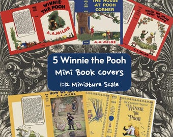 Winnie the Pooh Mini Book Covers- 1:12 Scale (Printable PDF) Dollhouse Miniature
