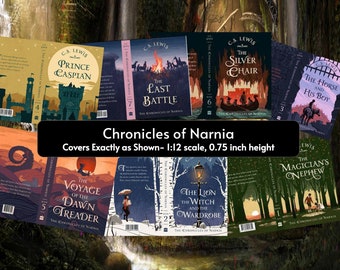 Chronicles of Narnia Complete Set of 7 Mini Book Covers- Perfect for your Anxiety Bookshelf, Book Nook,  and Tiny Book Miniature Gifts!