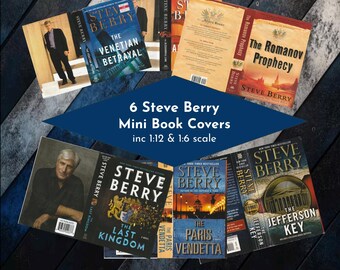 6 Steve Berry Mystery Mini Book Covers, 1:12 Dollhouse Scale