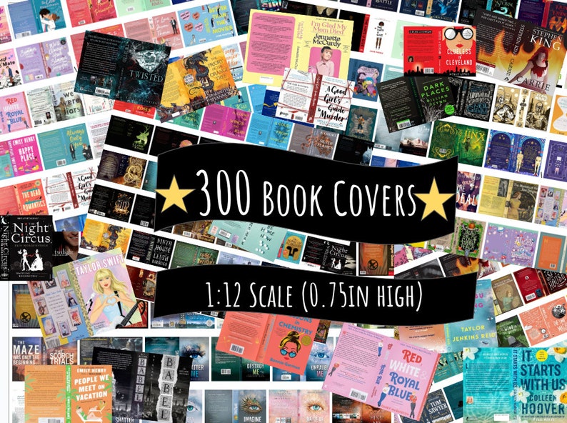 Large Lot 300 Printable Miniature Book Covers 0.75 inch tall BookTok or Anxiety Bookshelf Mini Books Great Mini Sampler of My MEGA Lots image 1