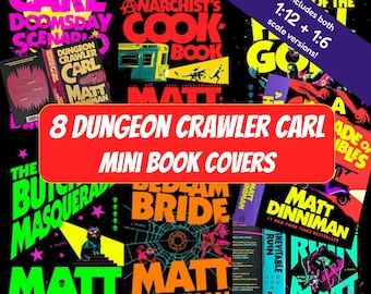 8 Dungeon Crawler Carl Mini Book Covers- Matt Dinniman Miniature Bookshelves