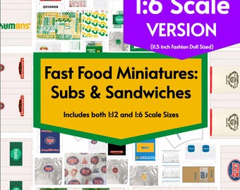 Mini FastFood Packaging, 8 SUB & SANDWICH Restaurants in 1:6 Fashion Doll Scale PDF