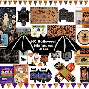 160 HALLOWEEN Dollhouse Miniature Printables in 1:12 Scale Room Box Kit