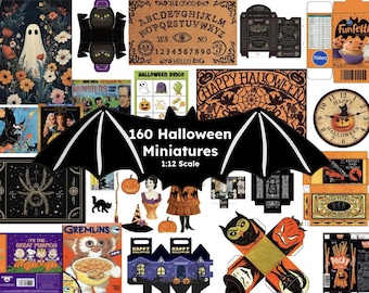 160 HALLOWEEN Dollhouse Miniature Printables in 1:12 Scale Room Box Kit